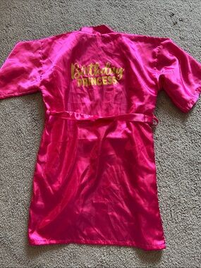 Prince Hot Pink "Birthday Princess" Satin Robe with Gold Script